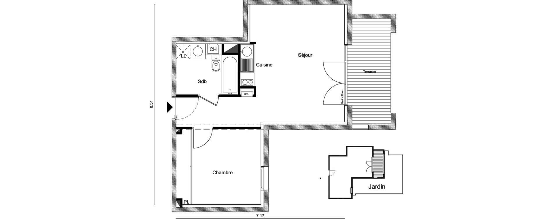 Appartement T2 de 41,80 m2 &agrave; Toulouse Amidonniers