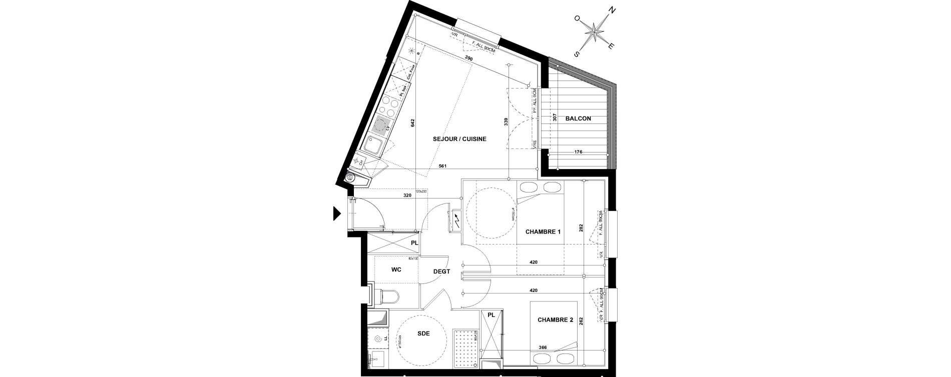 Appartement T3 de 57,80 m2 &agrave; Toulouse Croix daurade