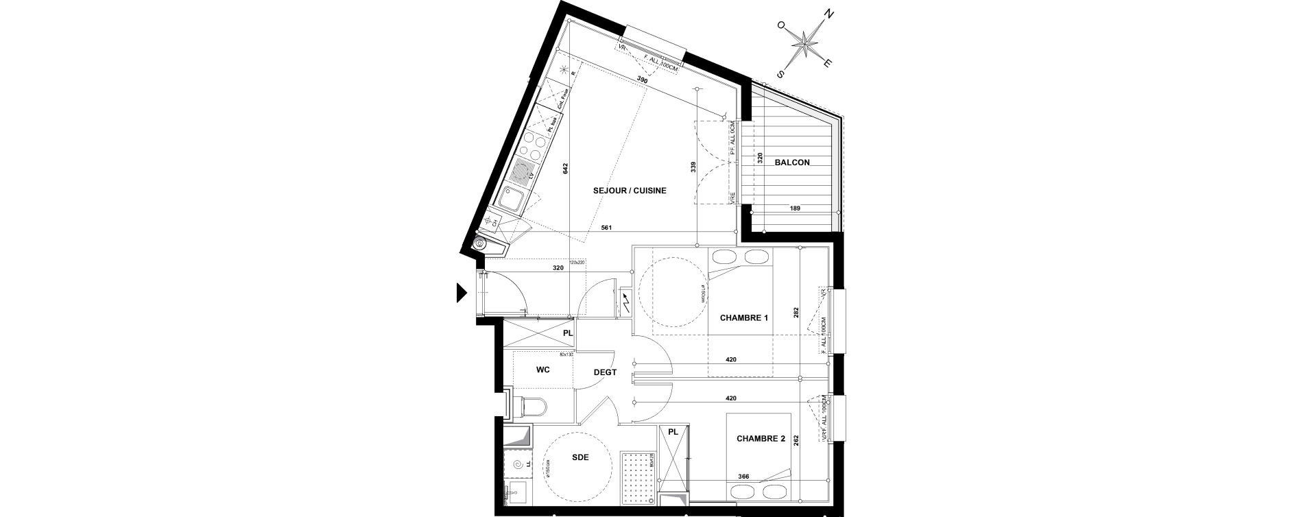 Appartement T3 de 57,80 m2 &agrave; Toulouse Croix daurade