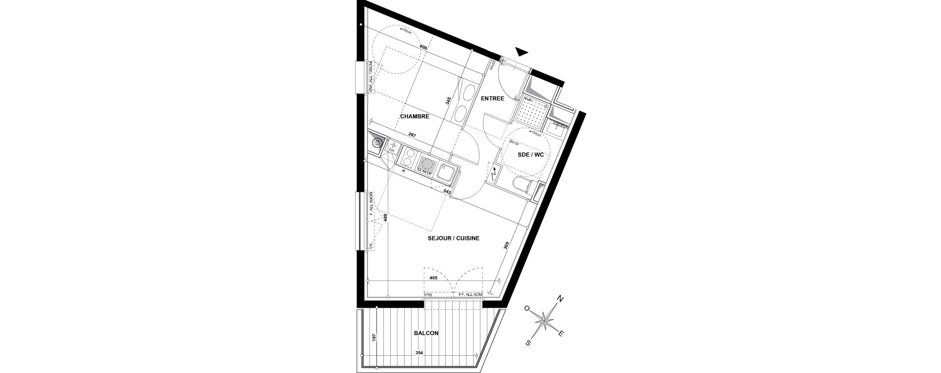 Appartement T2 de 39,30 m2 &agrave; Toulouse Croix daurade