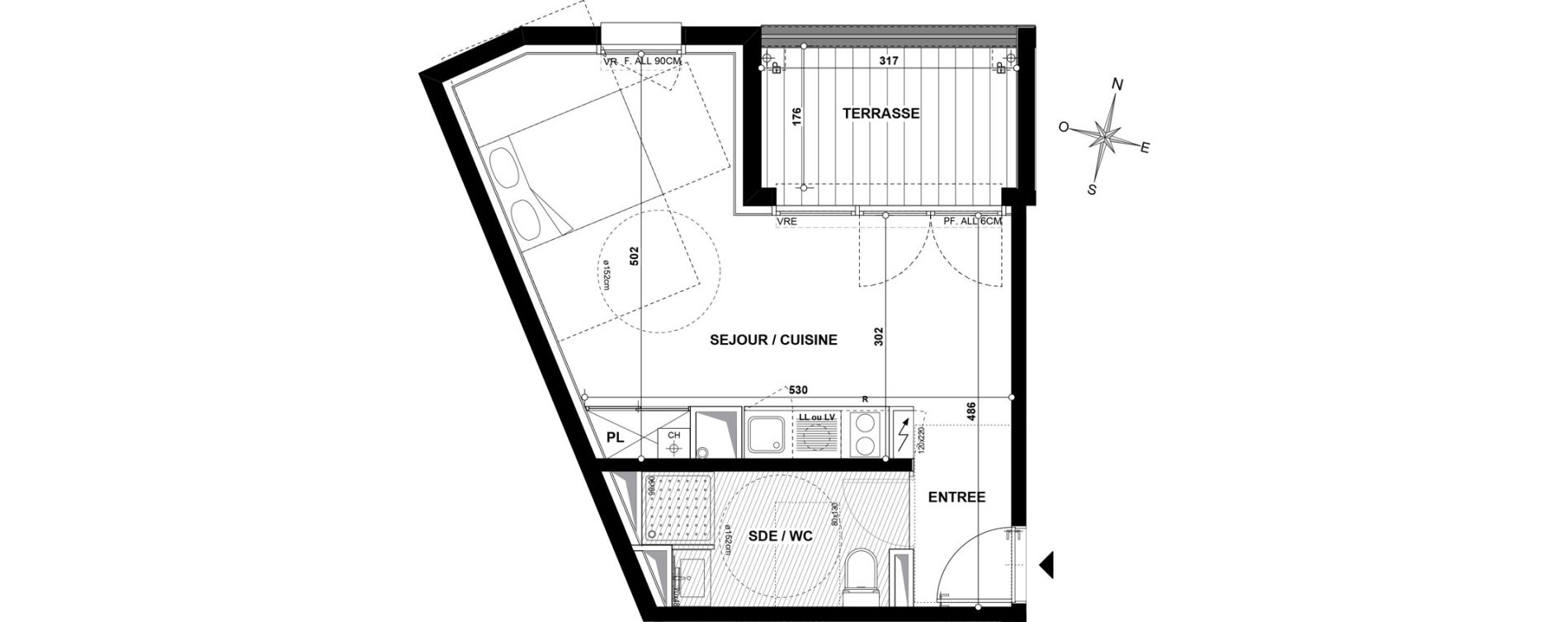 Appartement T1 de 30,00 m2 &agrave; Toulouse Croix daurade
