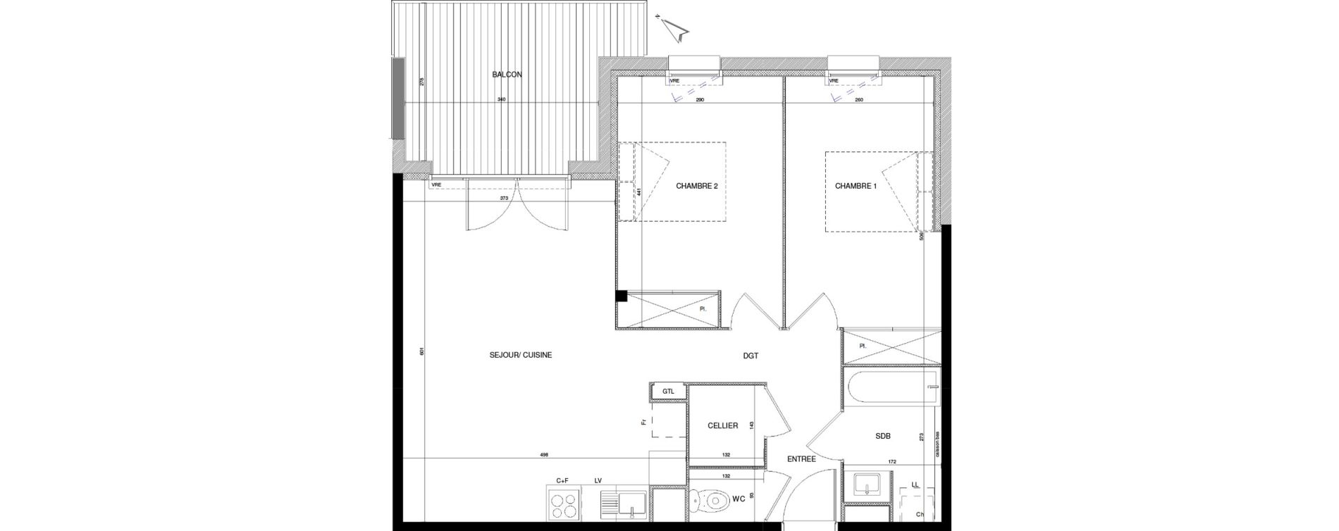 Appartement T3 de 64,80 m2 &agrave; Toulouse Croix daurade