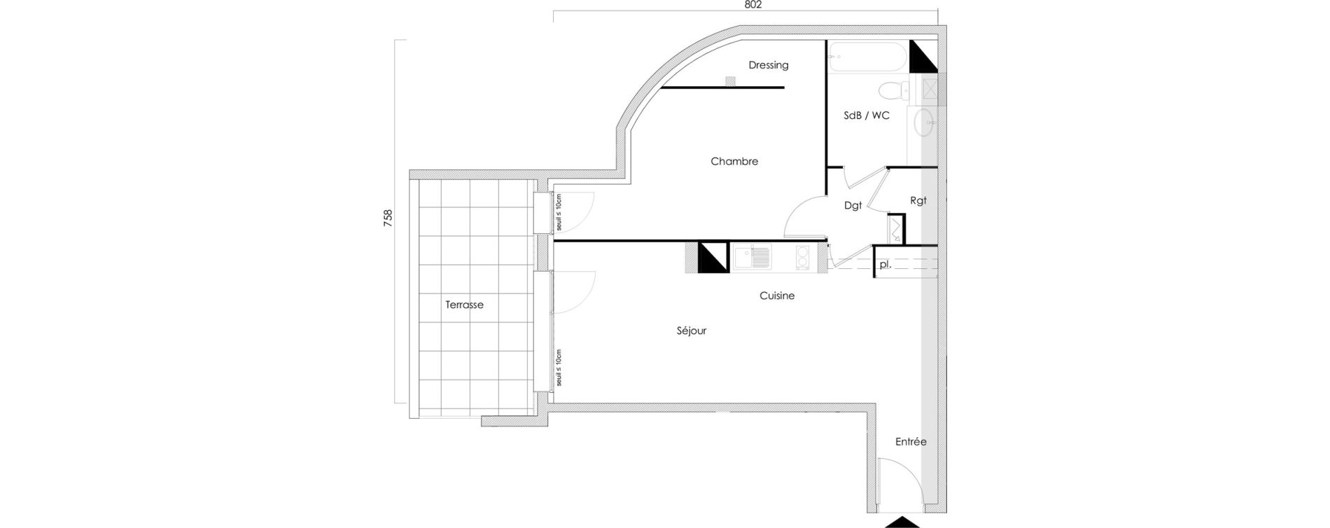 Appartement T2 de 54,78 m2 &agrave; Toulouse Grand selve