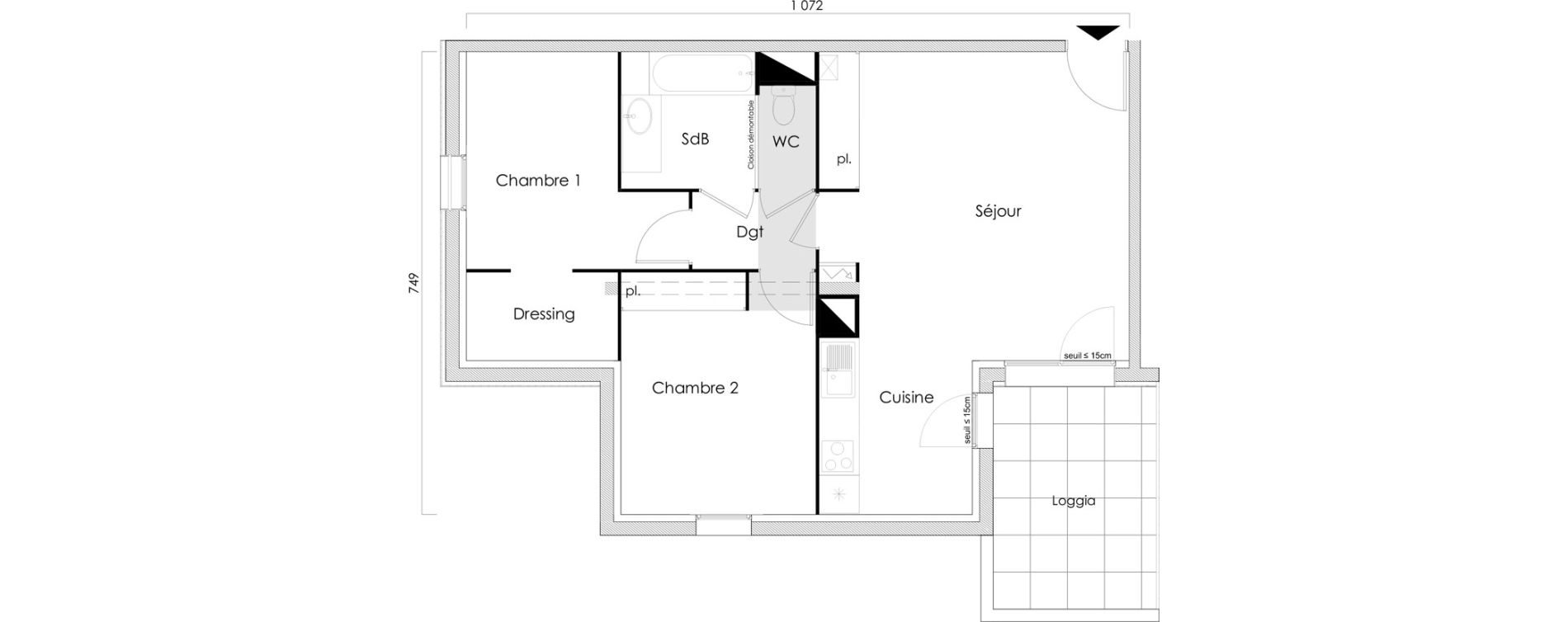 Appartement T3 de 65,20 m2 &agrave; Toulouse Grand selve