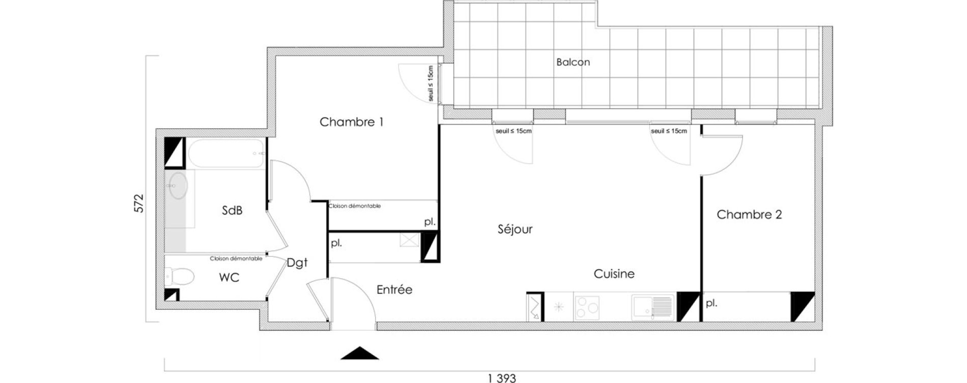 Appartement T3 de 60,03 m2 &agrave; Toulouse Grand selve