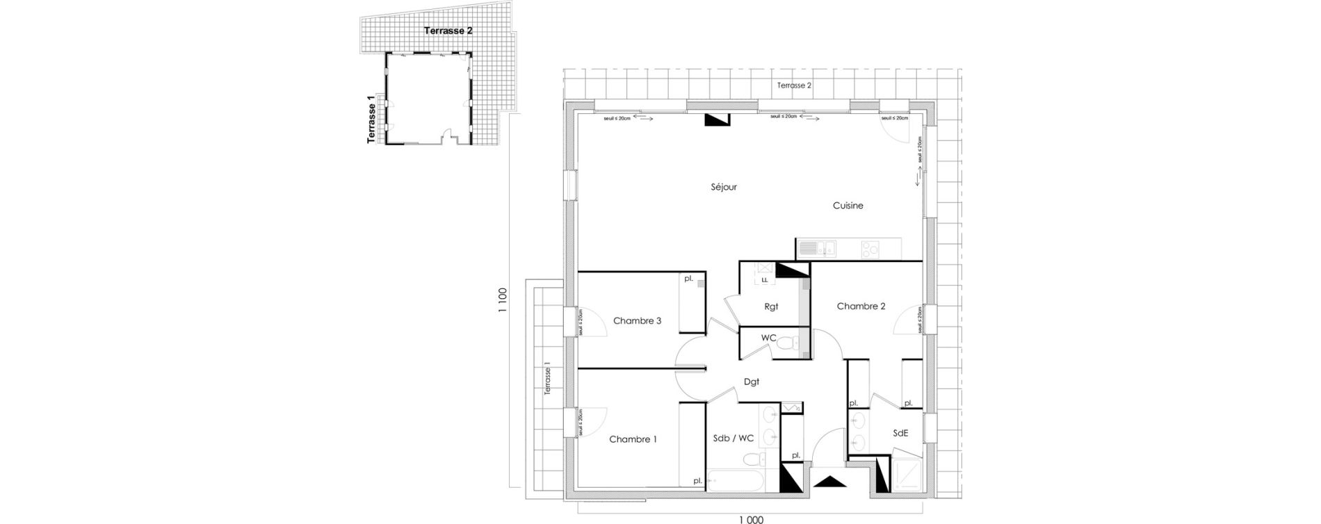 Appartement T4 de 102,92 m2 &agrave; Toulouse Grand selve
