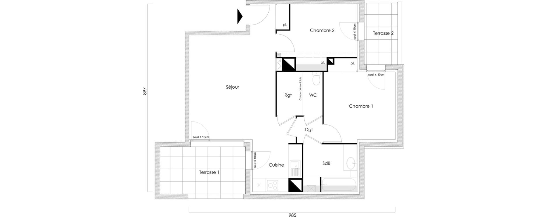 Appartement T3 de 63,60 m2 &agrave; Toulouse Grand selve