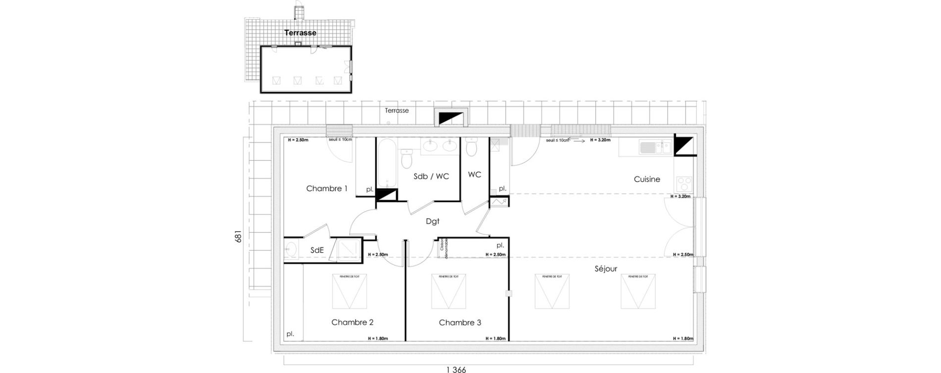 Appartement T4 de 90,39 m2 &agrave; Toulouse Grand selve
