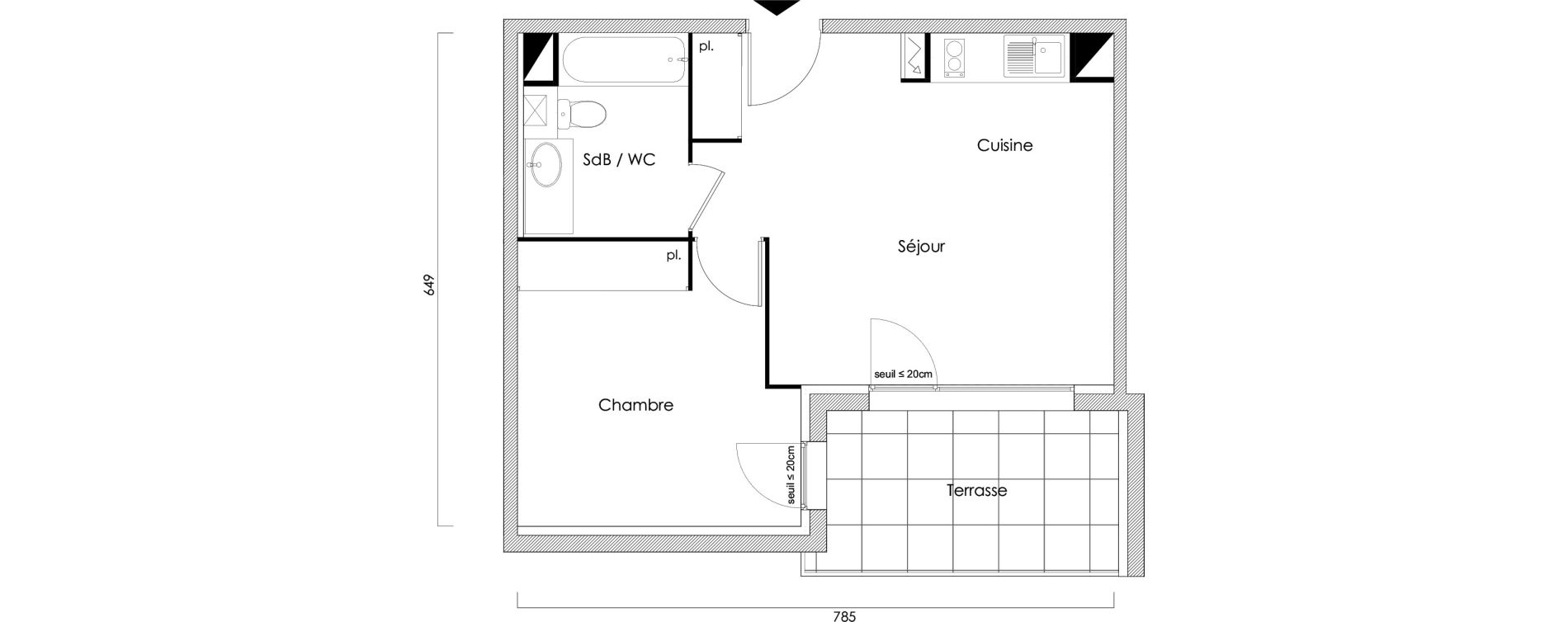 Appartement T2 de 41,64 m2 &agrave; Toulouse Grand selve