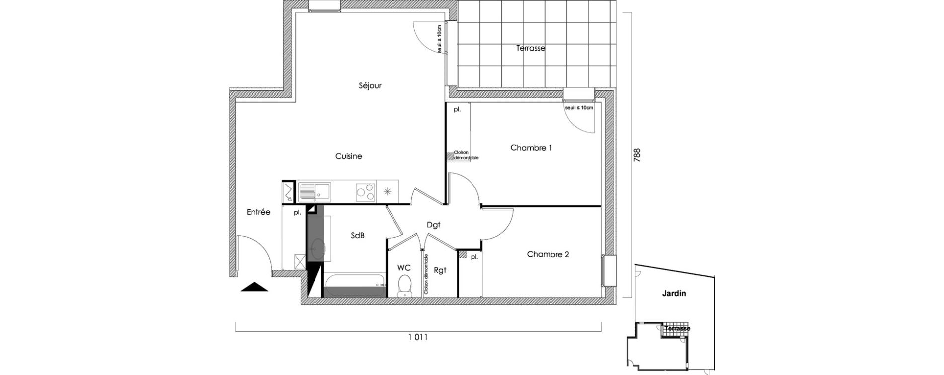 Appartement T3 de 61,24 m2 &agrave; Toulouse Grand selve