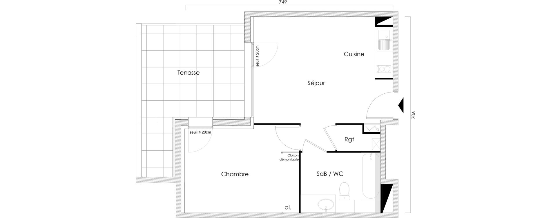 Appartement T2 de 40,27 m2 &agrave; Toulouse Grand selve