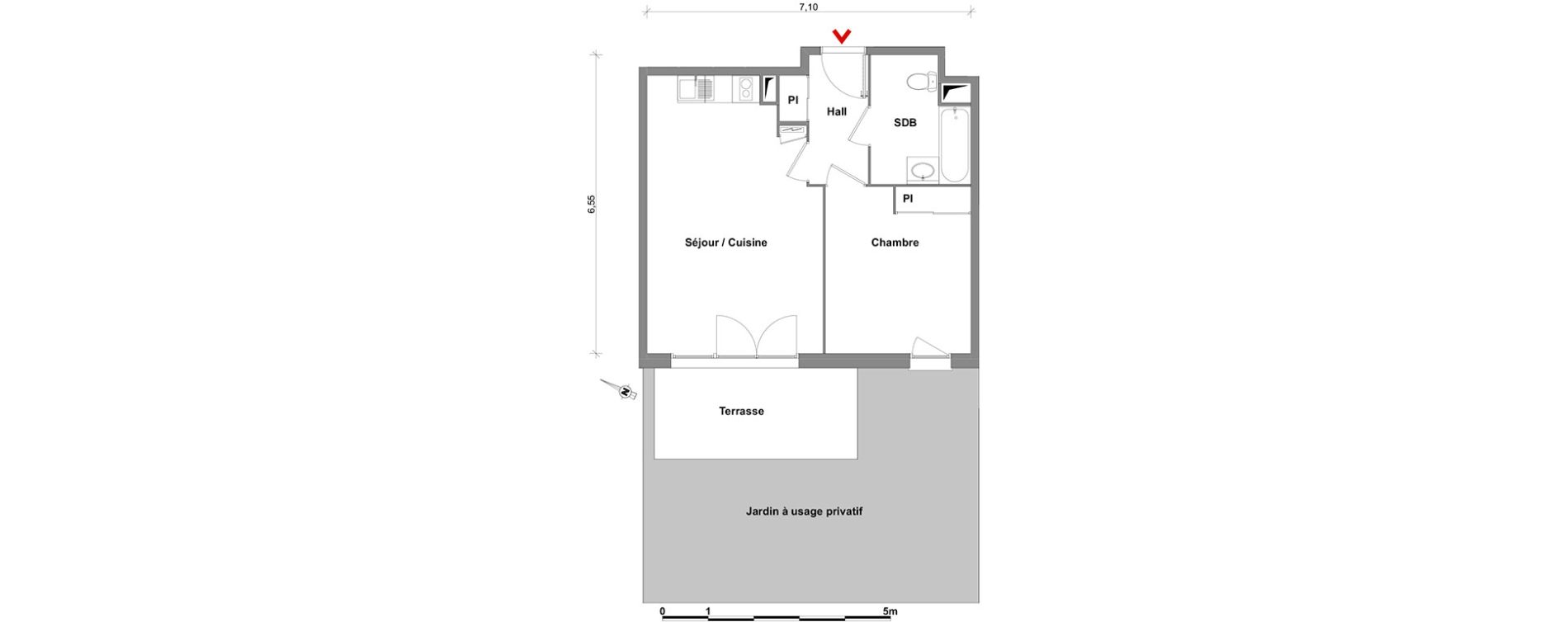 Appartement T2 de 43,04 m2 &agrave; Toulouse Lalande