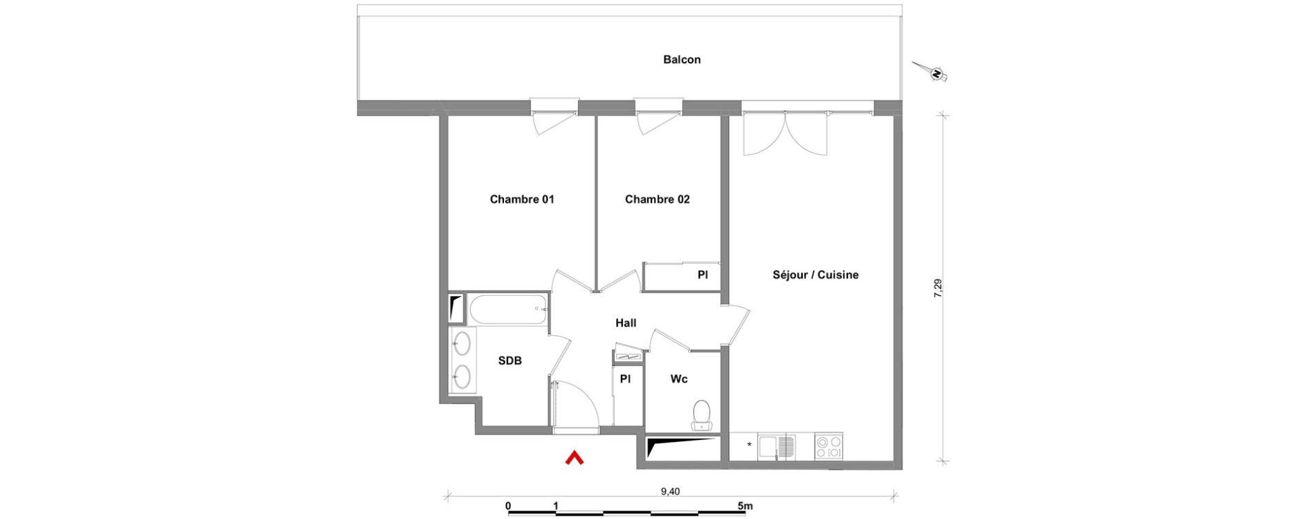 Appartement T3 de 61,45 m2 &agrave; Toulouse Lalande