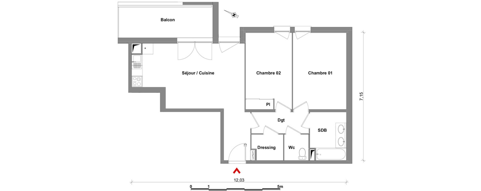 Appartement T3 de 62,34 m2 &agrave; Toulouse Lalande