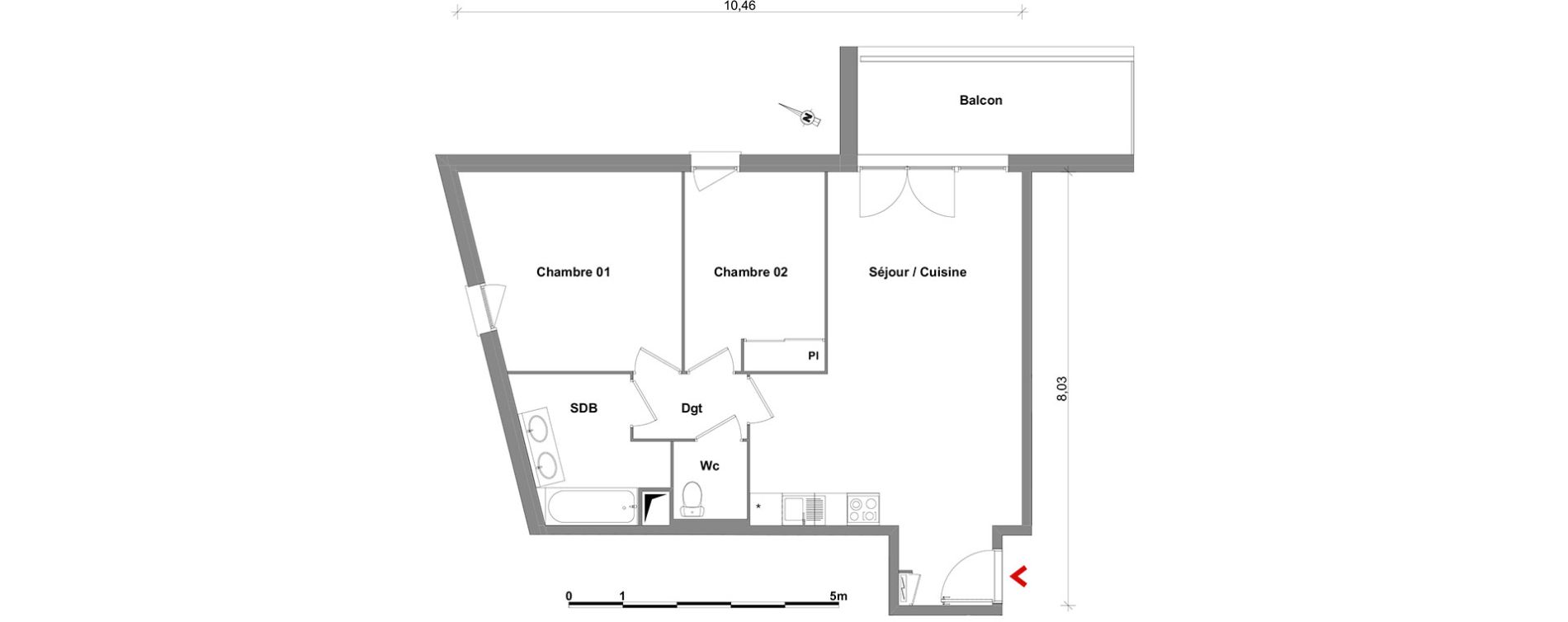Appartement T3 de 63,91 m2 &agrave; Toulouse Lalande