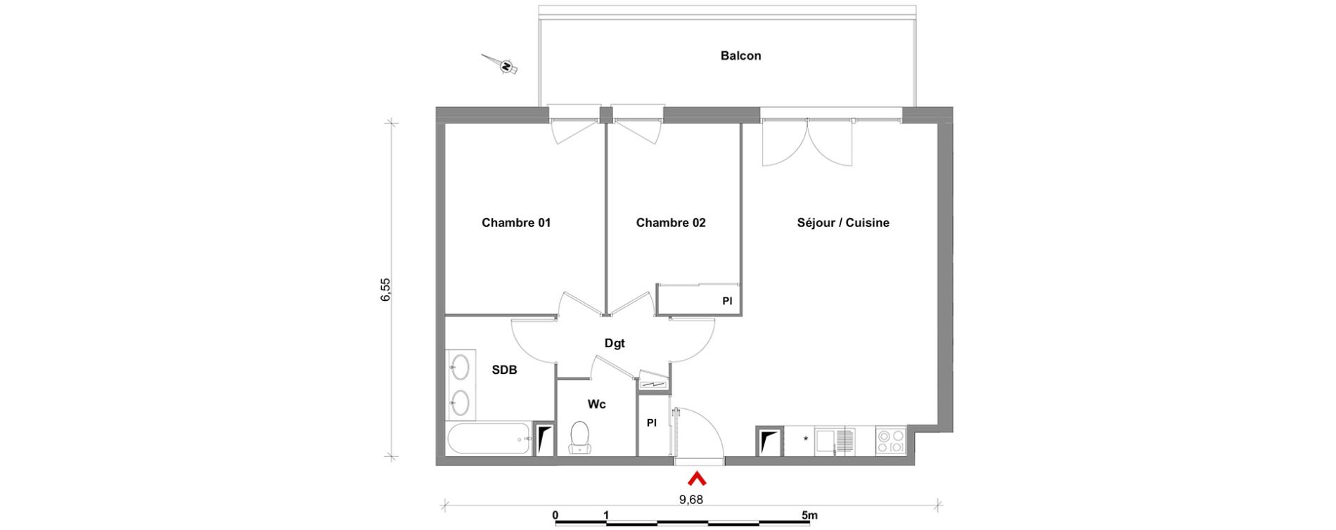 Appartement T3 de 61,12 m2 &agrave; Toulouse Lalande