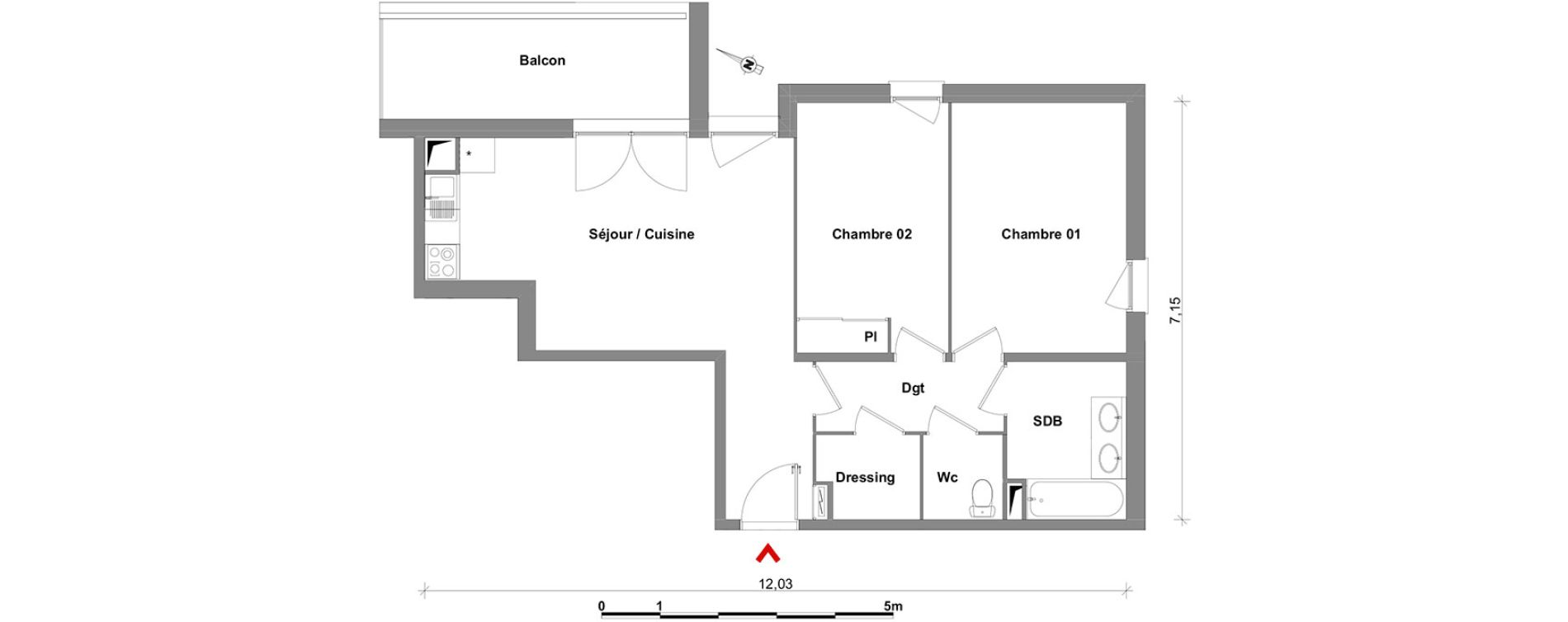 Appartement T3 de 62,34 m2 &agrave; Toulouse Lalande