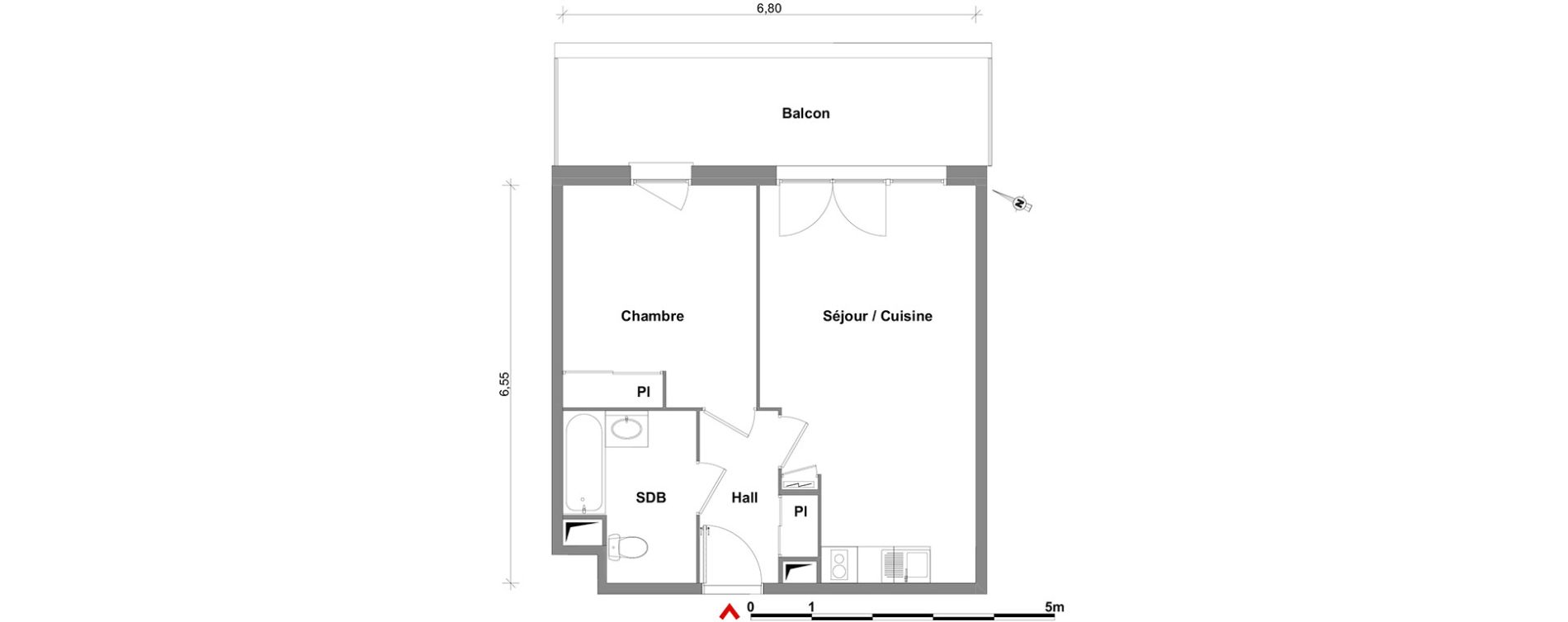 Appartement T2 de 42,55 m2 &agrave; Toulouse Lalande
