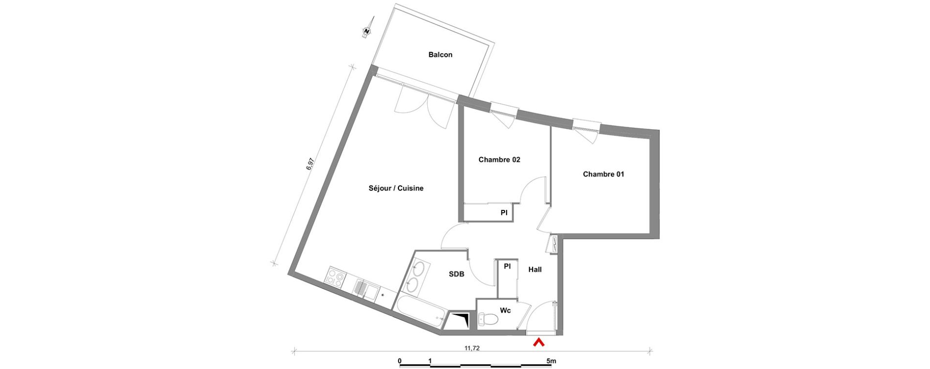 Appartement T3 de 61,57 m2 &agrave; Toulouse Lalande