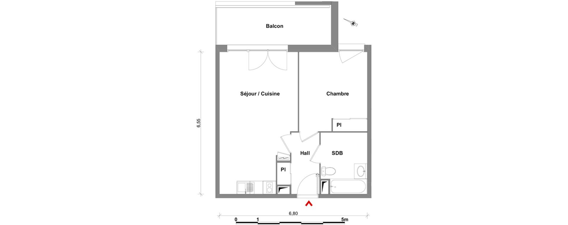 Appartement T2 de 43,05 m2 &agrave; Toulouse Lalande