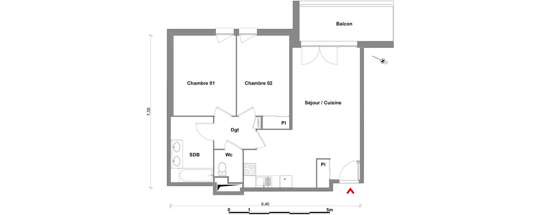 Appartement T3 de 64,73 m2 &agrave; Toulouse Lalande