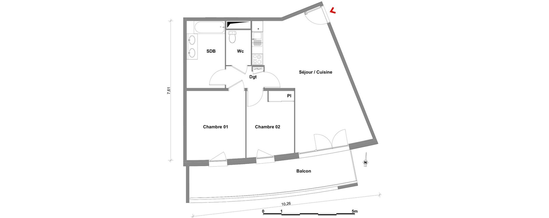 Appartement T3 de 63,58 m2 &agrave; Toulouse Lalande