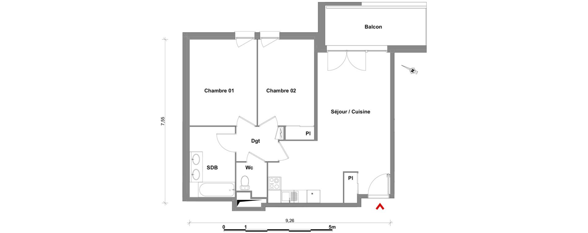 Appartement T3 de 64,25 m2 &agrave; Toulouse Lalande