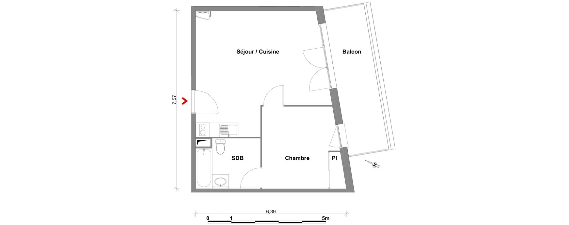 Appartement T2 de 41,56 m2 &agrave; Toulouse Lalande