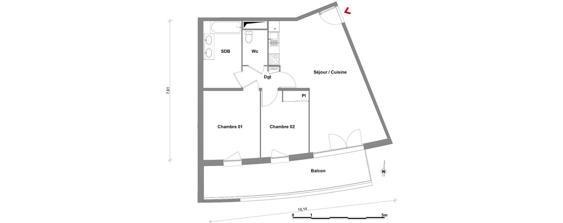 Appartement T3 de 62,69 m2 &agrave; Toulouse Lalande