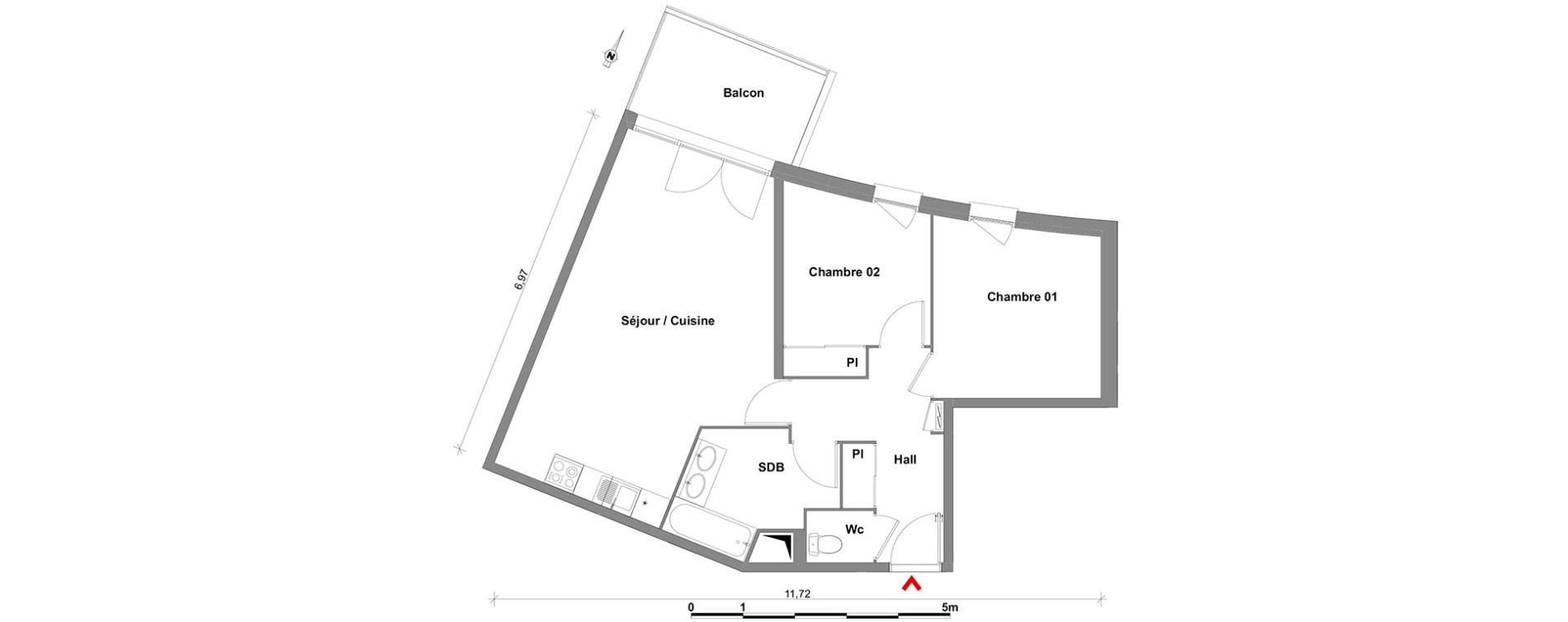 Appartement T3 de 61,57 m2 &agrave; Toulouse Lalande