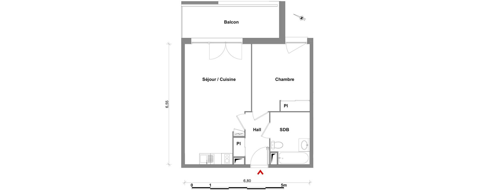 Appartement T2 de 43,05 m2 &agrave; Toulouse Lalande