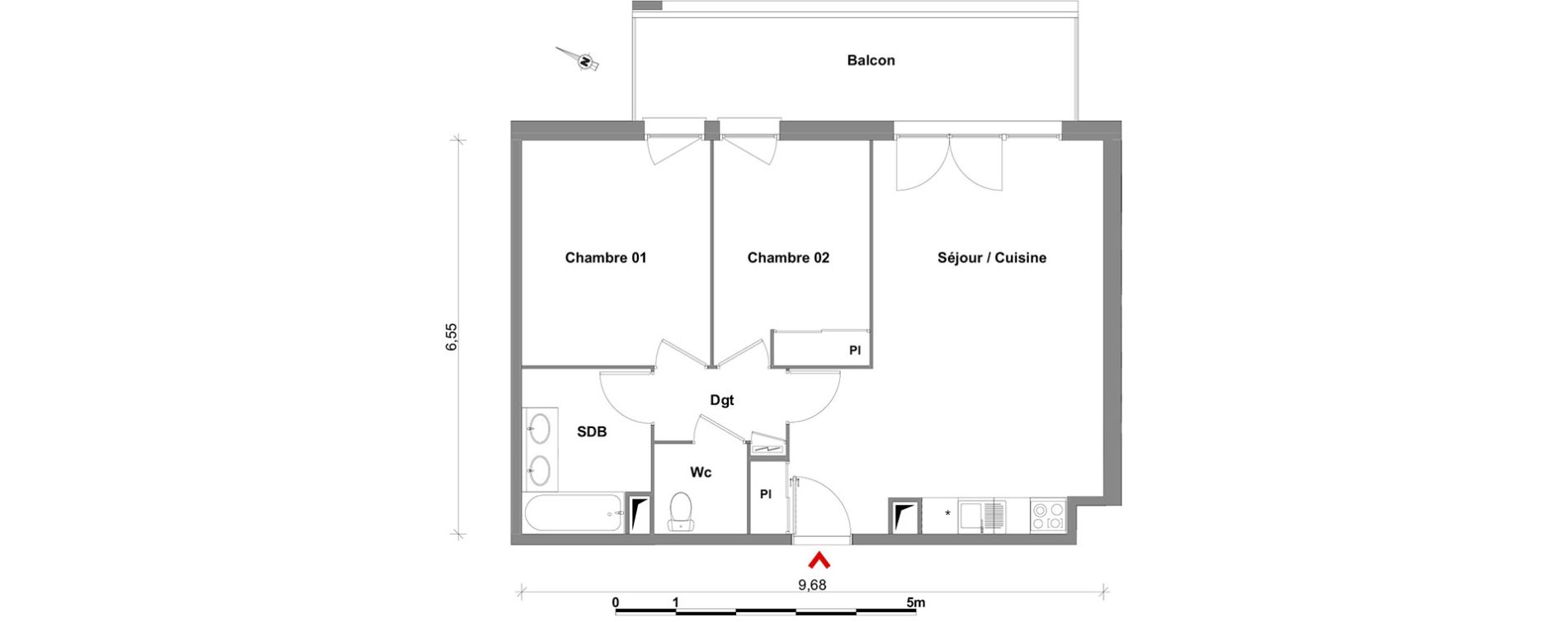 Appartement T3 de 61,12 m2 &agrave; Toulouse Lalande
