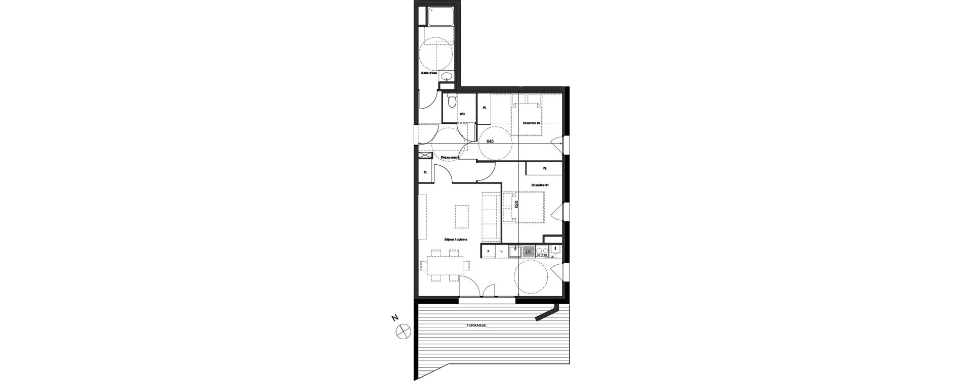 Appartement T3 de 62,49 m2 &agrave; Toulouse Argoulets