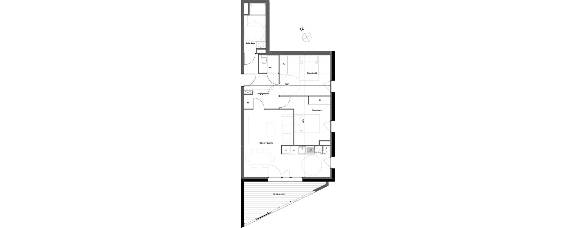 Appartement T3 de 62,49 m2 &agrave; Toulouse Argoulets