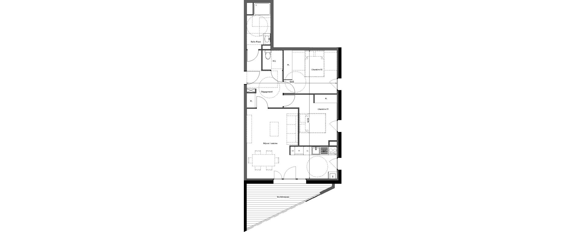 Appartement T3 de 62,36 m2 &agrave; Toulouse Argoulets