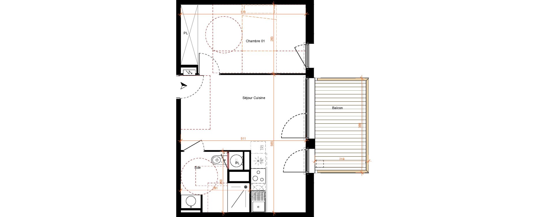 Appartement T2 de 41,90 m2 &agrave; Toulouse Barriere de paris