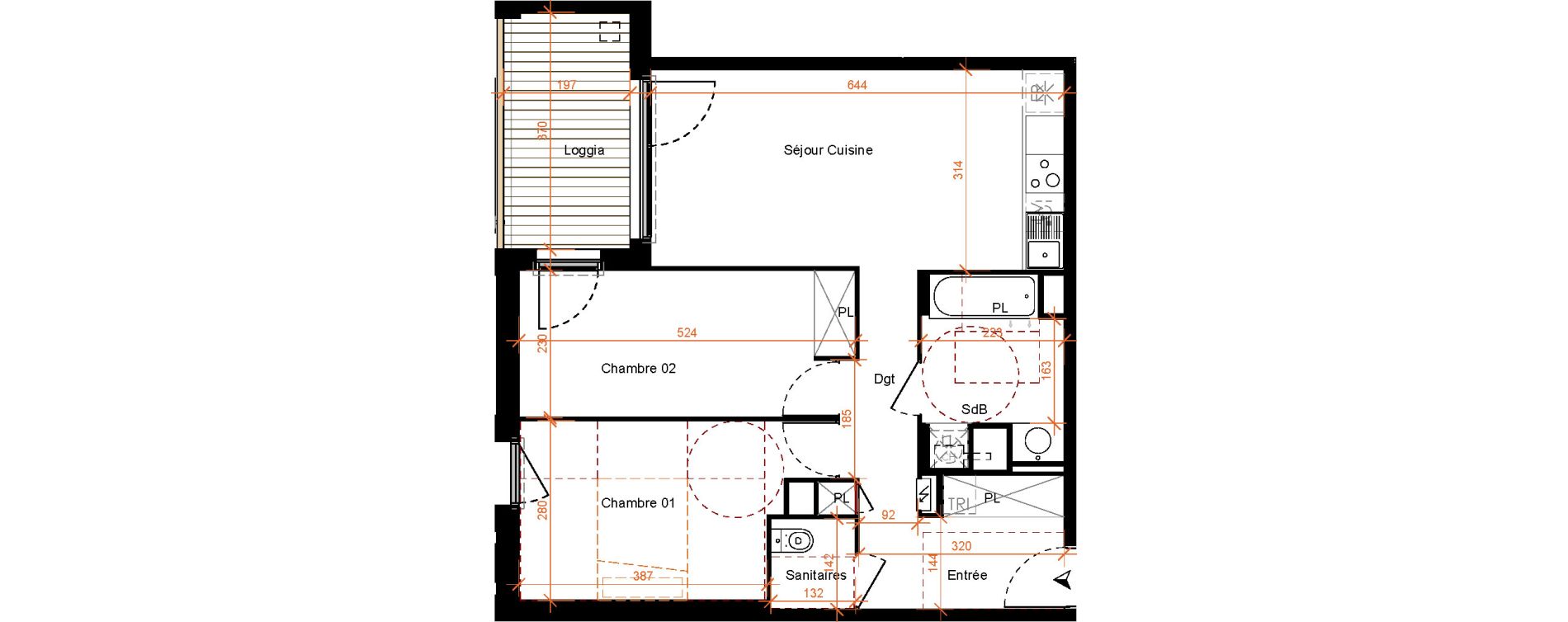 Appartement T3 de 61,70 m2 &agrave; Toulouse Barriere de paris