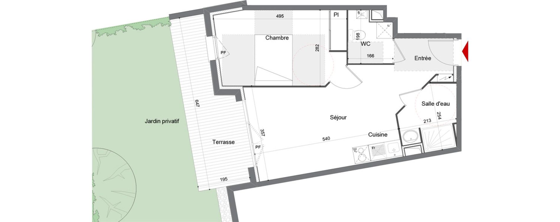 Appartement T2 de 42,96 m2 &agrave; Toulouse Lafourguette