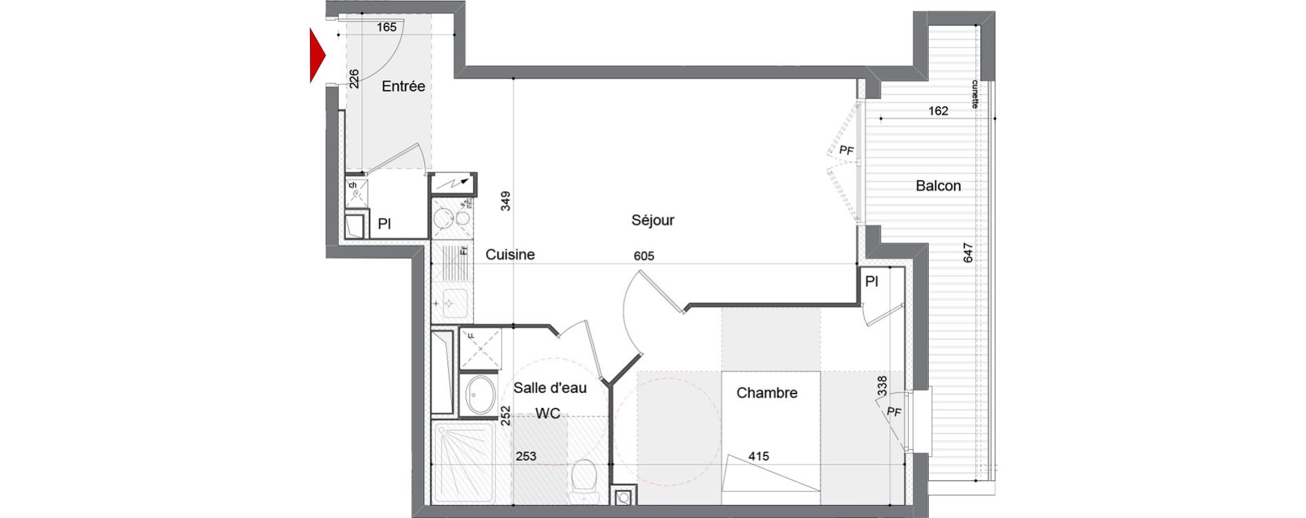 Appartement T2 de 41,65 m2 &agrave; Toulouse Lafourguette