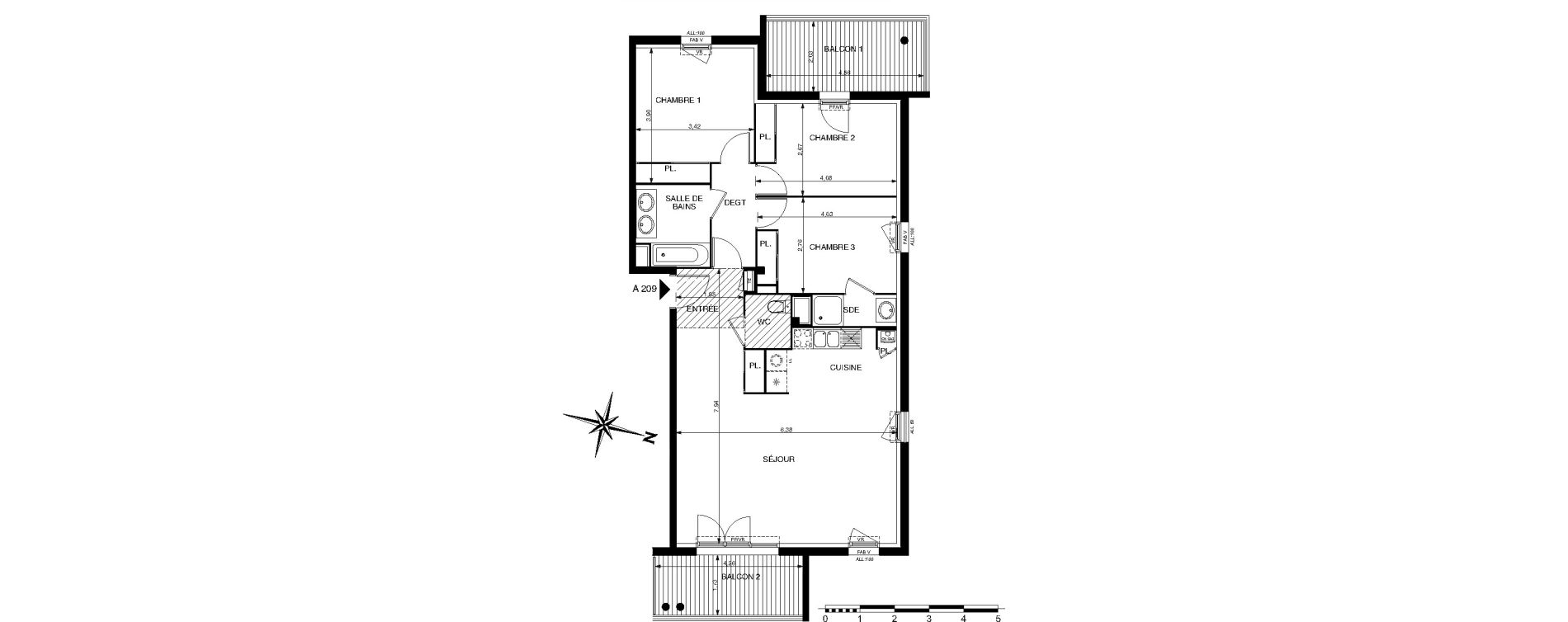 Appartement T4 de 89,02 m2 &agrave; Toulouse Pech david
