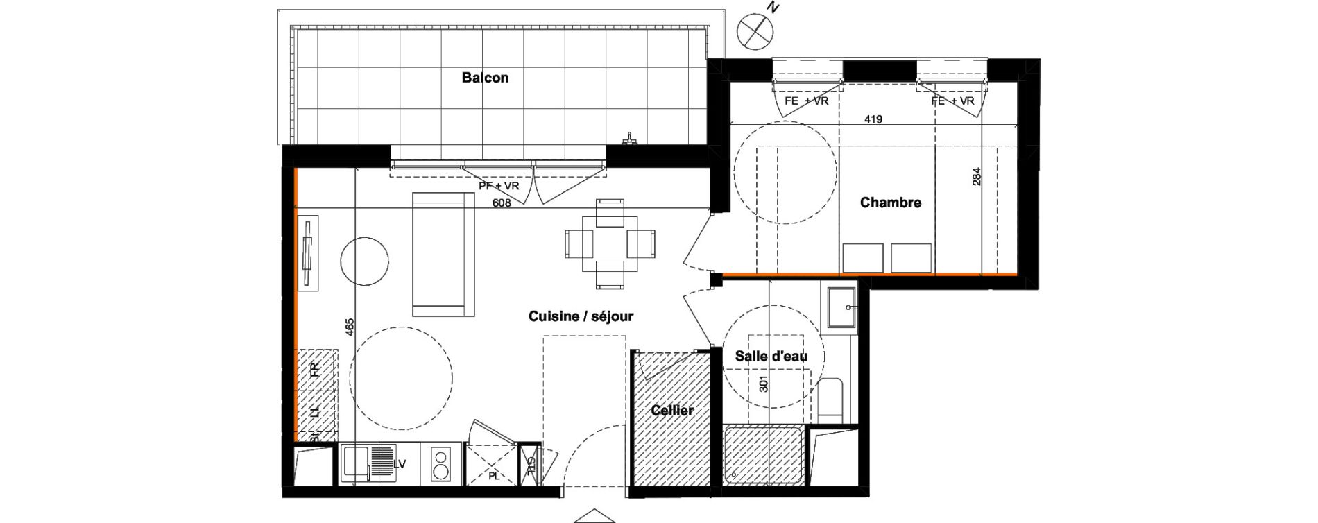 Appartement T2 de 44,80 m2 &agrave; Toulouse Guillaumet