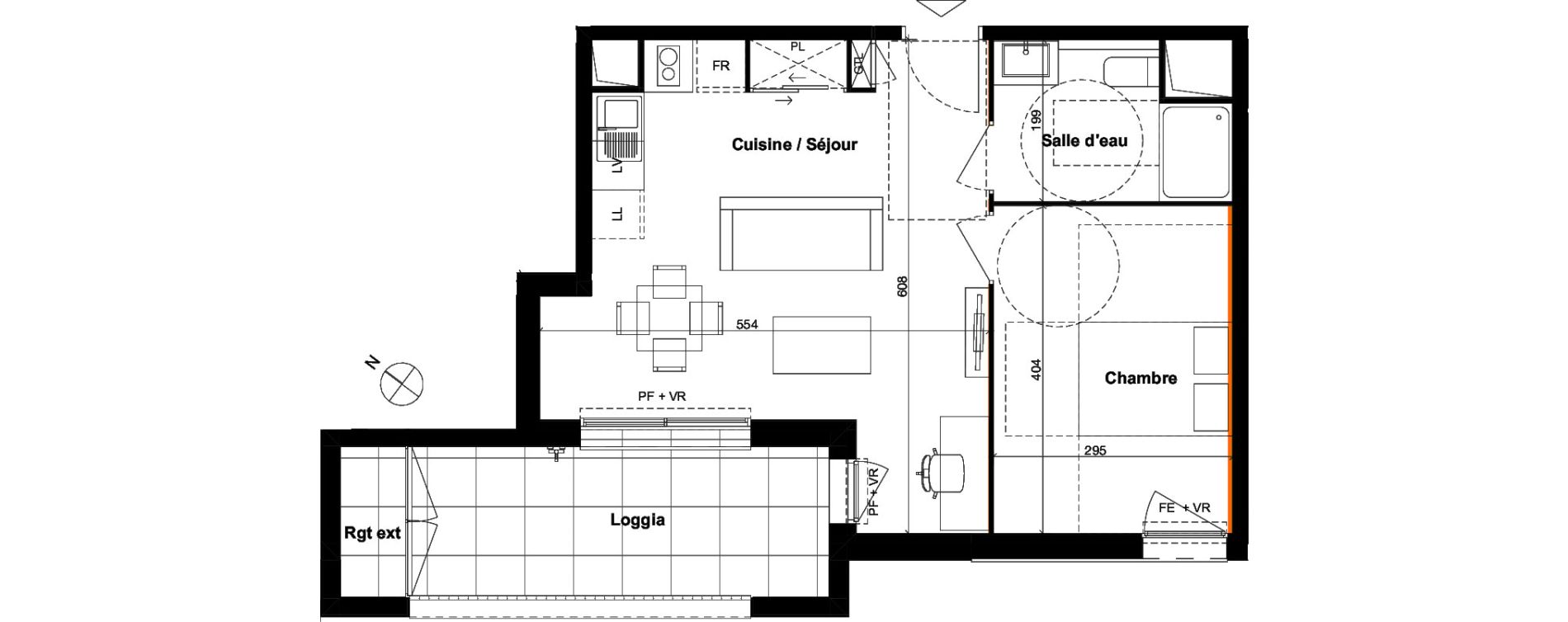 Appartement T2 de 42,60 m2 &agrave; Toulouse Guillaumet