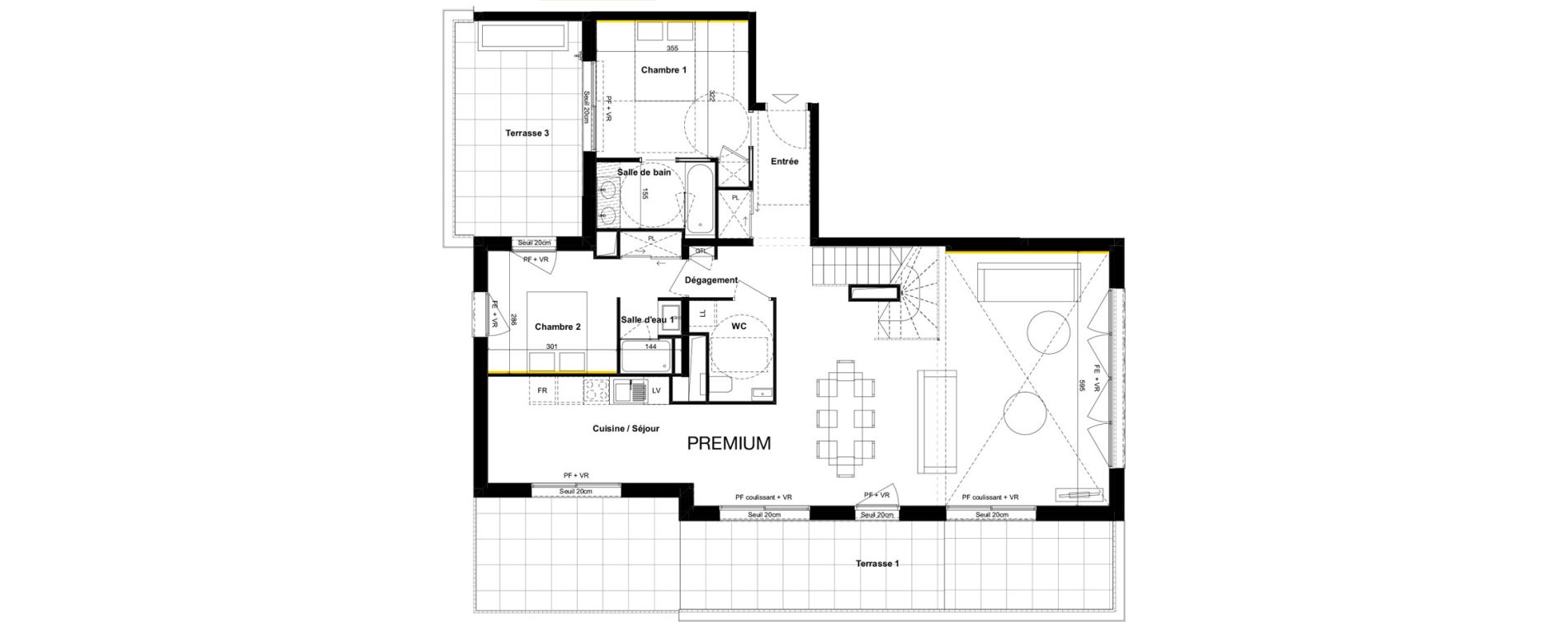 Duplex T5 de 128,90 m2 &agrave; Toulouse Guillaumet