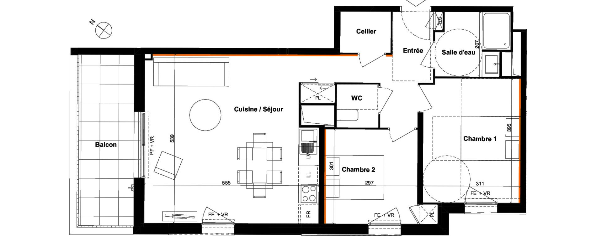 Appartement T3 de 66,50 m2 &agrave; Toulouse Guillaumet