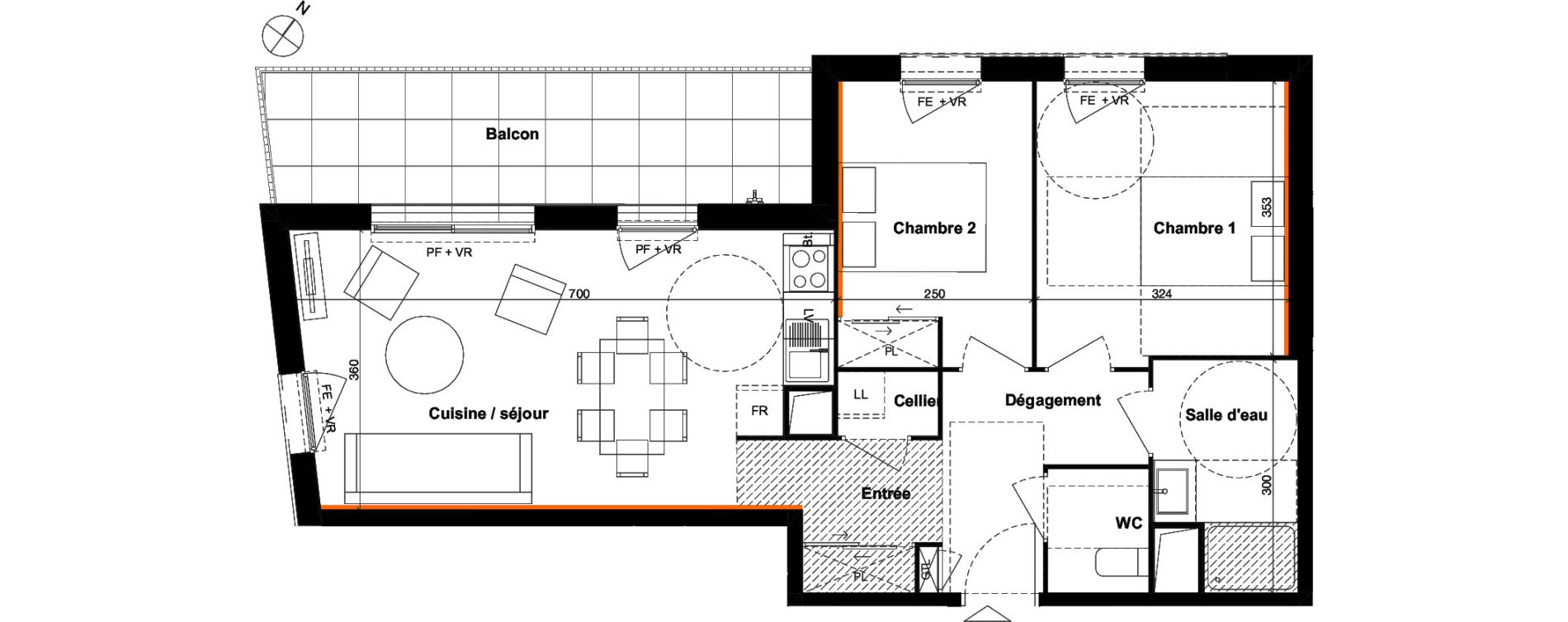 Appartement T3 de 61,20 m2 &agrave; Toulouse Guillaumet