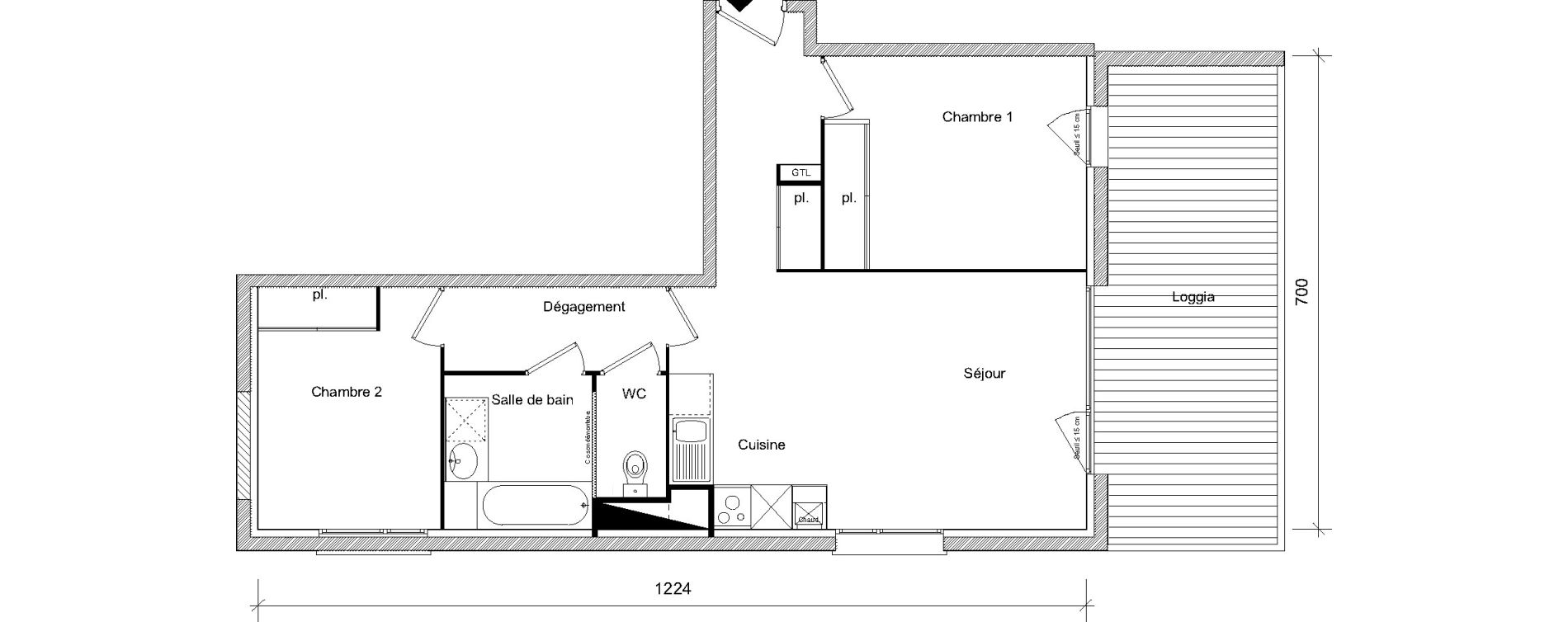 Appartement T3 de 61,17 m2 &agrave; Toulouse Soupetard