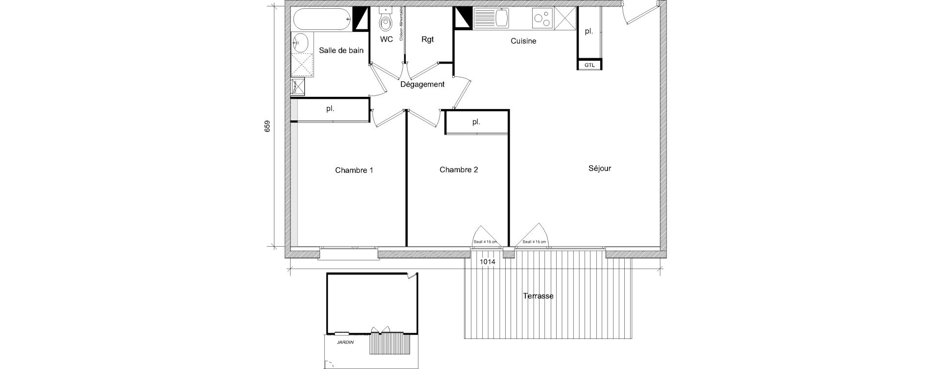 Appartement T3 de 64,70 m2 &agrave; Toulouse Soupetard