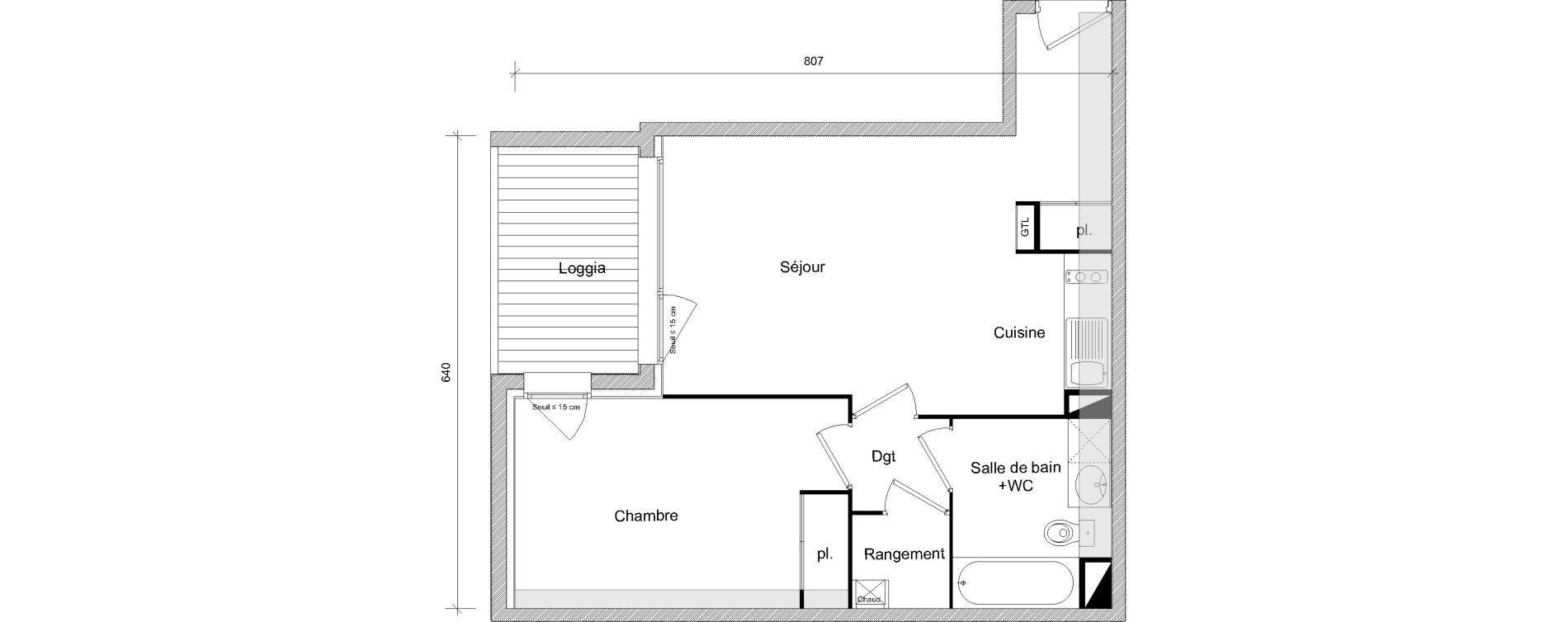 Appartement T2 de 45,23 m2 &agrave; Toulouse Soupetard