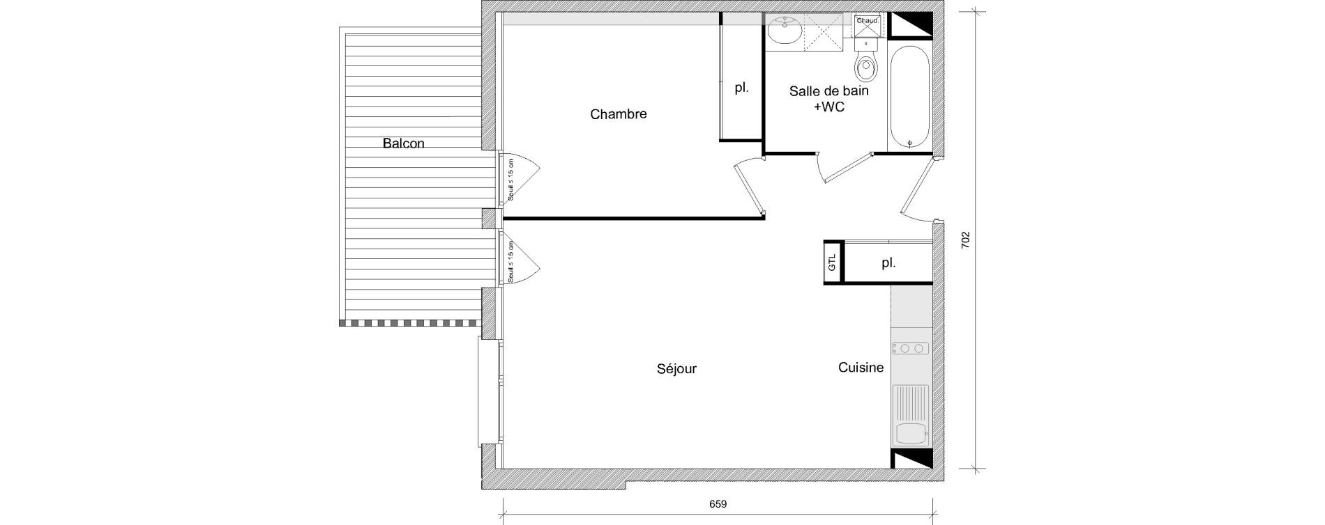 Appartement T2 de 44,84 m2 &agrave; Toulouse Soupetard