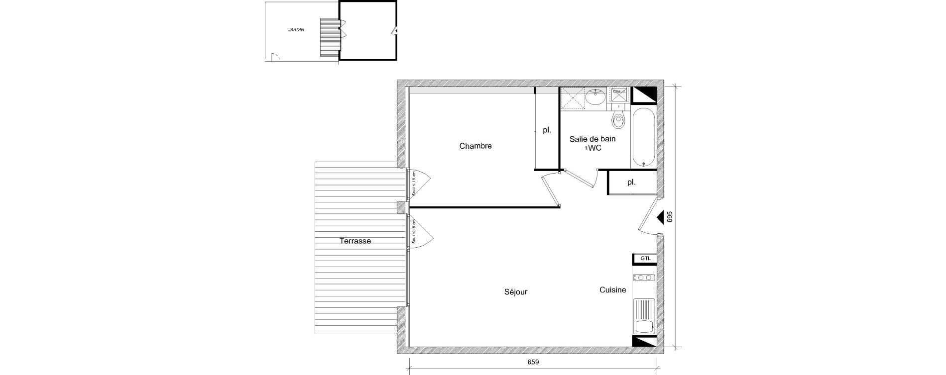 Appartement T2 de 44,52 m2 &agrave; Toulouse Soupetard